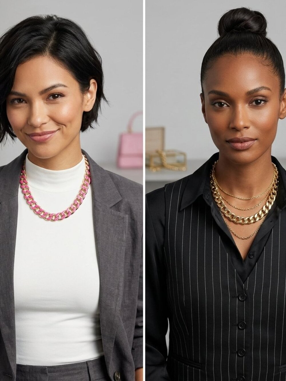 Bijou  Reversible Gold & Pink Statement Necklace